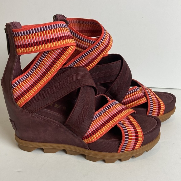 SOREL Joanie II Strap Stripes Sandal 6.5 Platform Beach Maximalist Resortwear - Picture 2 of 16